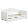 Twin Wooden Daybed with Trundle Bed, Sofa Bed for Bedroom Living Room,White - as picture