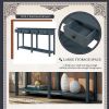 Rustic Brushed Texture Entryway Table Console Table with Drawer and Bottom Shelf for Living Room (Antique Navy) - as picture