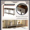 Rustic Brushed Texture Entryway Table Console Table with Drawers and Bottom Shelf for Living Room (Grey Wash) - as picture