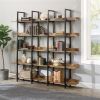 [VIDEO] 5 Tier Bookcase Home Office Open Bookshelf, Vintage Industrial Style Shelf with Metal Frame, MDF Board - as picture