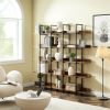 [VIDEO] 5 Tier Bookcase Home Office Open Bookshelf, Vintage Industrial Style Shelf with Metal Frame, MDF Board - as picture