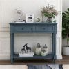 Console Table Traditional Design with Two Drawers and Bottom Shelf (Navy) - as picture