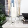 DecMode Stainless Steel Hurricane Lamp with Stainless Steel X Shaped Base - DecMode