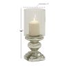 DecMode Silver Glass Handmade Turned Style Pillar Hurricane Lamp with Faux Mercury Glass Finish - DecMode