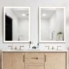 Rectangular Single Aluminum Framed Anti-Fog LED Light Wall Bathroom Vanity Mirror - 28*36 - Gold