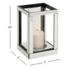 DecMode Silver Glass Pillar Hurricane Lamp with Mirrored Accents - DecMode