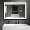 Rectangular Single Aluminum Framed Anti-Fog LED Light Wall Bathroom Vanity Mirror - 40*32 - Gold