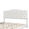 Upholstered Platform Bed with Saddle Curved Headboard and Diamond Tufted Details, King, Beige - as picture