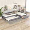 Upholstered Double Twin Size Daybed with Trundle and Drawer, Gray - as picture