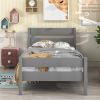 Twin Bed with Headboard and Footboard,Grey - as picture