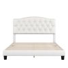 Upholstered Platform Bed with Saddle Curved Headboard and Diamond Tufted Details, Queen, Beige - as picture