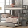 Twin over Full Bunk Bed with Trundle and Staircase,Gray - as picture