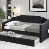 Upholstered Twin Daybed with Trundle,Black - as picture