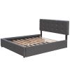 Upholstered Platform Bed with 2 Drawers and 1 Twin XL Trundle, Linen Fabric, Queen Size - Dark Gray - as picture