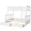 Twin-Over-Full Bunk Bed with Ladders and Two Storage Drawers (White) - as picture