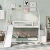 House Bunk Bed with Convertible Slide,Storage Staircase,White - as picture