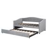 Upholstered Daybed Sofa Bed Twin Size With Trundle Bed and Wood Slat ,Gray - as picture