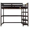 Twin Size Loft Bed with Storage Shelves and Under-bed Desk, Espresso - as picture