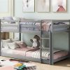 Floor Bunk Bed with Ladder , Gray - as picture