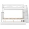 Twin over Full Bunk Bed with Trundle and Staircase,White - as picture