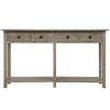 Rustic Brushed Texture Entryway Table Console Table with Drawers and Bottom Shelf for Living Room (Grey Wash) - as picture