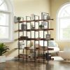 [VIDEO] 5 Tier Bookcase Home Office Open Bookshelf, Vintage Industrial Style Shelf with Metal Frame, MDF Board - as picture