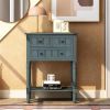 Narrow Console Table, Slim Sofa Table with Three Storage Drawers and Bottom Shelf for Living Room, Easy Assembly (Navy) - as picture