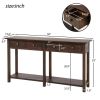 Rustic Brushed Texture Entryway Table Console Table with Drawer and Bottom Shelf for Living Room (Espresso) - as picture