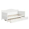 Twin Wooden Daybed with Trundle Bed, Sofa Bed for Bedroom Living Room,White - as picture