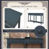 Rustic Brushed Texture Entryway Table Console Table with Drawer and Bottom Shelf for Living Room (Antique Navy) - as picture