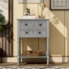 Narrow Console Table, Slim Sofa Table with Three Storage Drawers and Bottom Shelf for Living Room, Easy Assembly (Gray Wash) - as picture