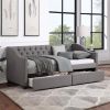 Upholstered Twin Size daybed with Two Drawers, Wood Slat Support, Gray - as picture