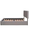 Upholstered Platform Bed with 2 Drawers and 1 Twin XL Trundle, Linen Fabric, Queen Size - Light Gray - as picture