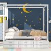 Queen Size Canopy Platform Bed with Twin Size Trundle and Three Storage Drawers,White - as picture