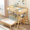 Twin over Full Bunk Bed with Built-in Desk and Three Drawers,Natural - as picture