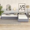 Upholstered Double Twin Size Daybed with Trundle and Drawer, Gray - as picture