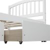 Twin Platform Storage Bed Wood Bed Frame with Two Drawers and Headboard, White - as picture