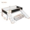 Twin size Loft Bed Wood Bed with Two Storage Boxes - White - as picture