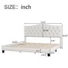 Upholstered Platform Bed with Saddle Curved Headboard and Diamond Tufted Details, King, Beige - as picture