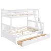 Twin-Over-Full Bunk Bed with Ladders and Two Storage Drawers (White) - as picture