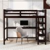 Twin Size Loft Bed with Storage Shelves and Under-bed Desk, Espresso - as picture