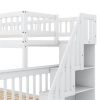 Twin over Full Bunk Bed with Trundle and Staircase,White - as picture