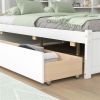 Full Bed with Side Bookcase, Drawers,White - as picture