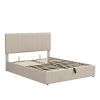 Queen size Upholstered Platform bed with a Hydraulic Storage System - Beige - as picture