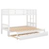 Twin over Pull-out Bunk Bed with Trundle, White - as picture