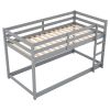 Floor Bunk Bed with Ladder , Gray - as picture