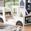 Twin Size Classic Car-Shaped Platform Bed with Wheels,White - as picture