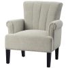 Accent Rivet Tufted Polyester Armchair ,Cream - as picture