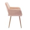 Dining Chairs with Faux Fur, Mid Century Side Chairs with Solid Painting Steel Leg for Dining Room - as picture