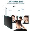 3 Way Mirror with Telescopic Hanger Tri-fold Mirror Personal Makeup Mirror for Self Shaving Hair Cutting Dyeing Curling Braiding - Black_NoLight